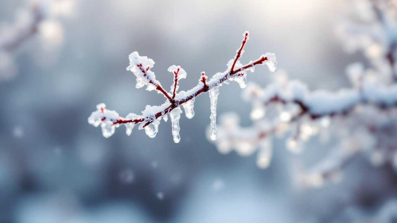 Bevroren takken aanraken kan ze laten afbreken en je plant blijvend beschadigen