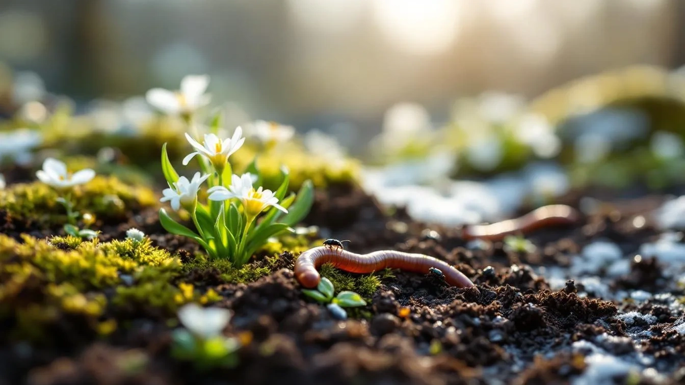 Bij bodemtemperaturen boven 2 graden blijven wormen de hele winter doorwerken
