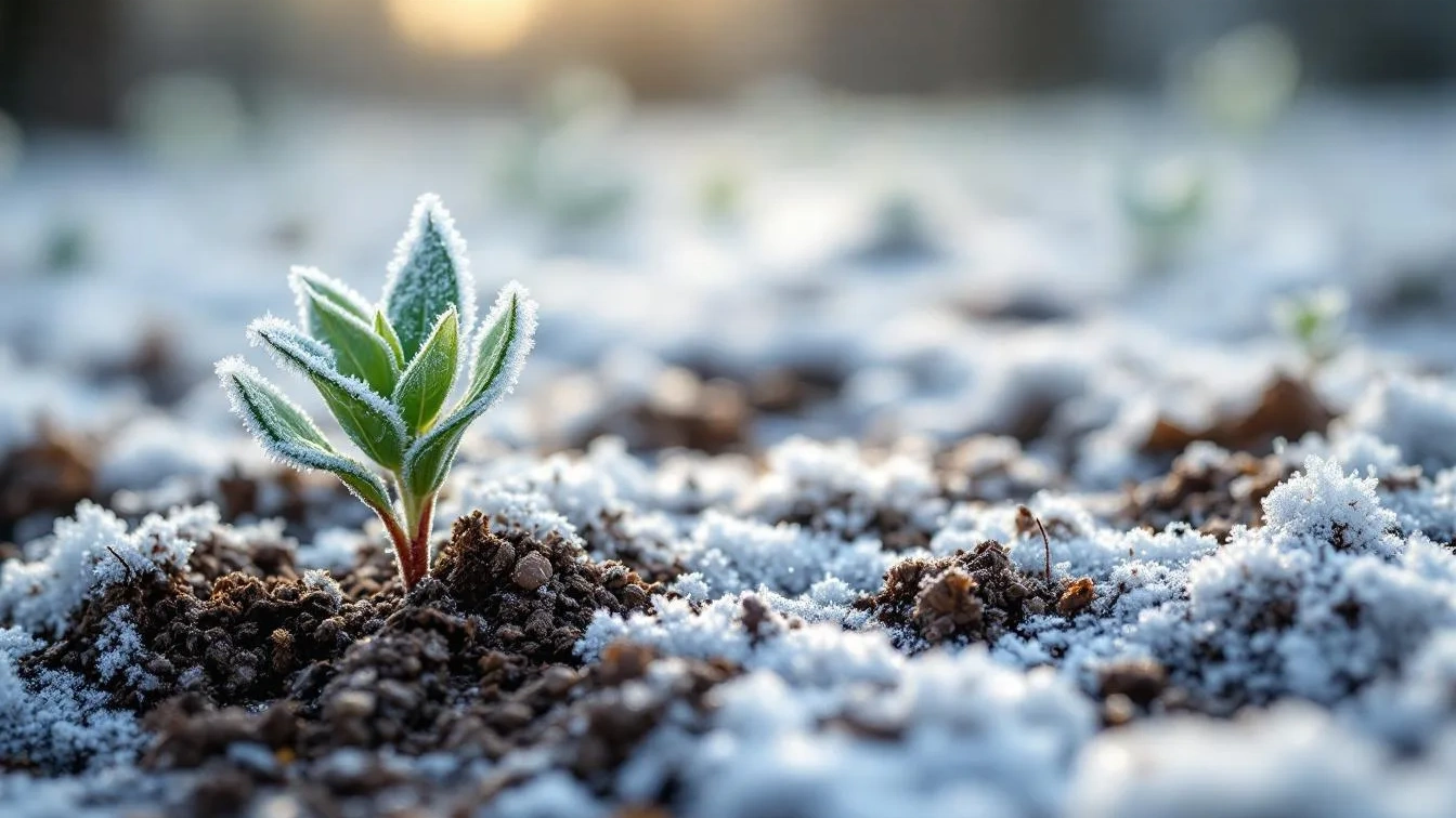 De bevroren grond doodt nu onzichtbaar onkruidzaden en schadelijke bodeminsecten