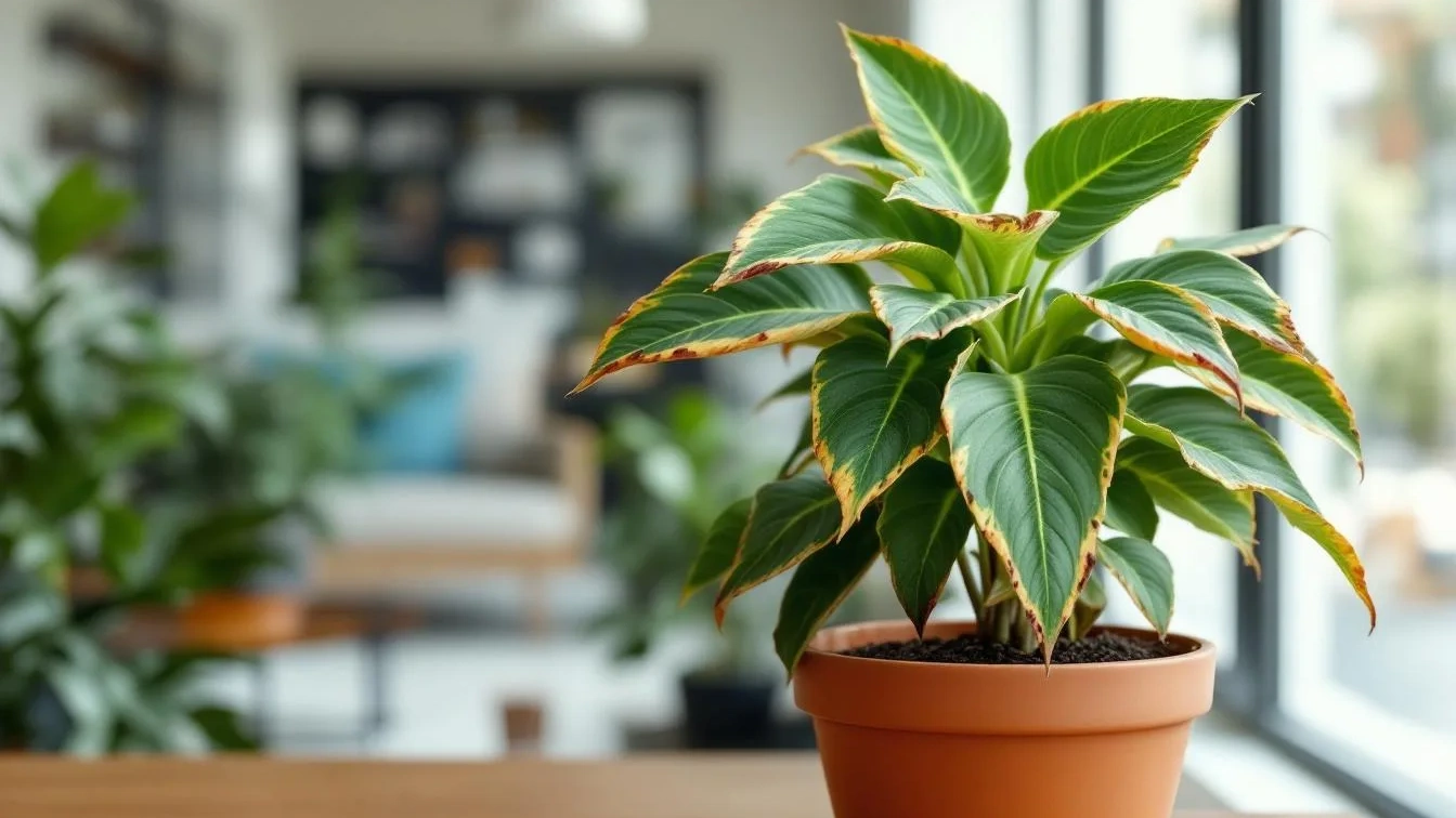 De bruine bladpunten die je nu ziet zijn directe schade van de droge verwarmingslucht