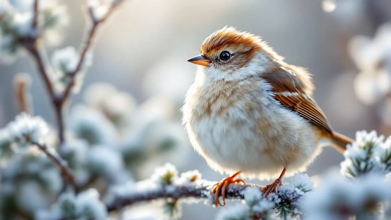 De opgepofte veren van een vogel zijn geen teken van ziekte maar van kou
