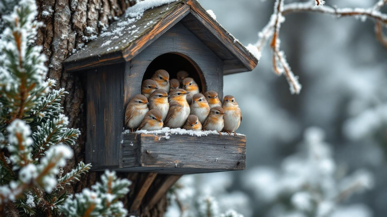 De winterkoninkjes in je tuin kruipen nu met 10 tegelijk in één nestkastje om warm te blijven
