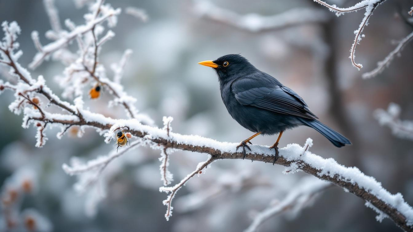 Een merel heeft in december exact 70 gram voedsel per dag nodig om te overleven