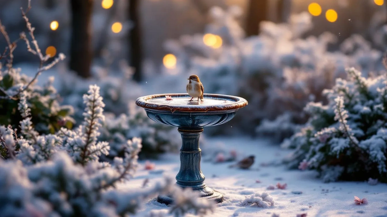 Het water in je vogelbad moet vanavond worden binnengehaald om bevriezing te voorkomen