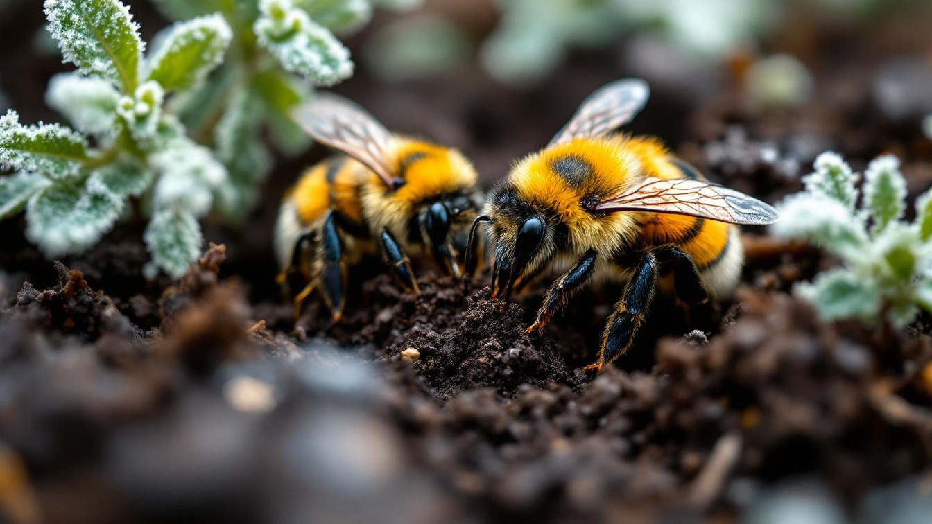 Hommelkoninginnen graven zich exact 5 centimeter diep in de grond in om te overwinteren