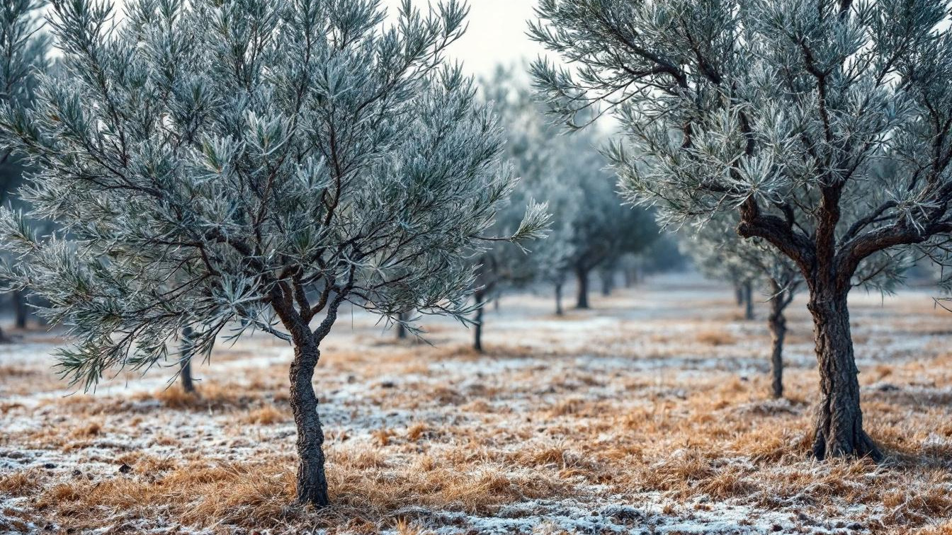 Olijfbomen overleven temperaturen tot -8 graden maar alleen als de wortels droog blijven
