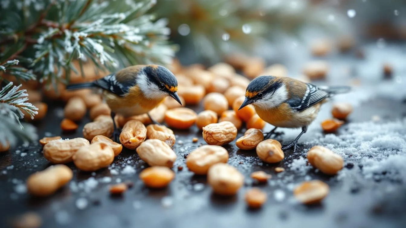 Ongezouten pinda’s bevatten exact de vetten die vogels nodig hebben in de winter