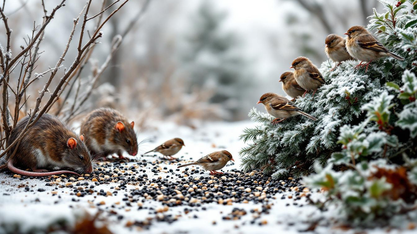 Vogelvoer op de grond strooien trekt ratten aan en verspreidt ziektes onder vogels