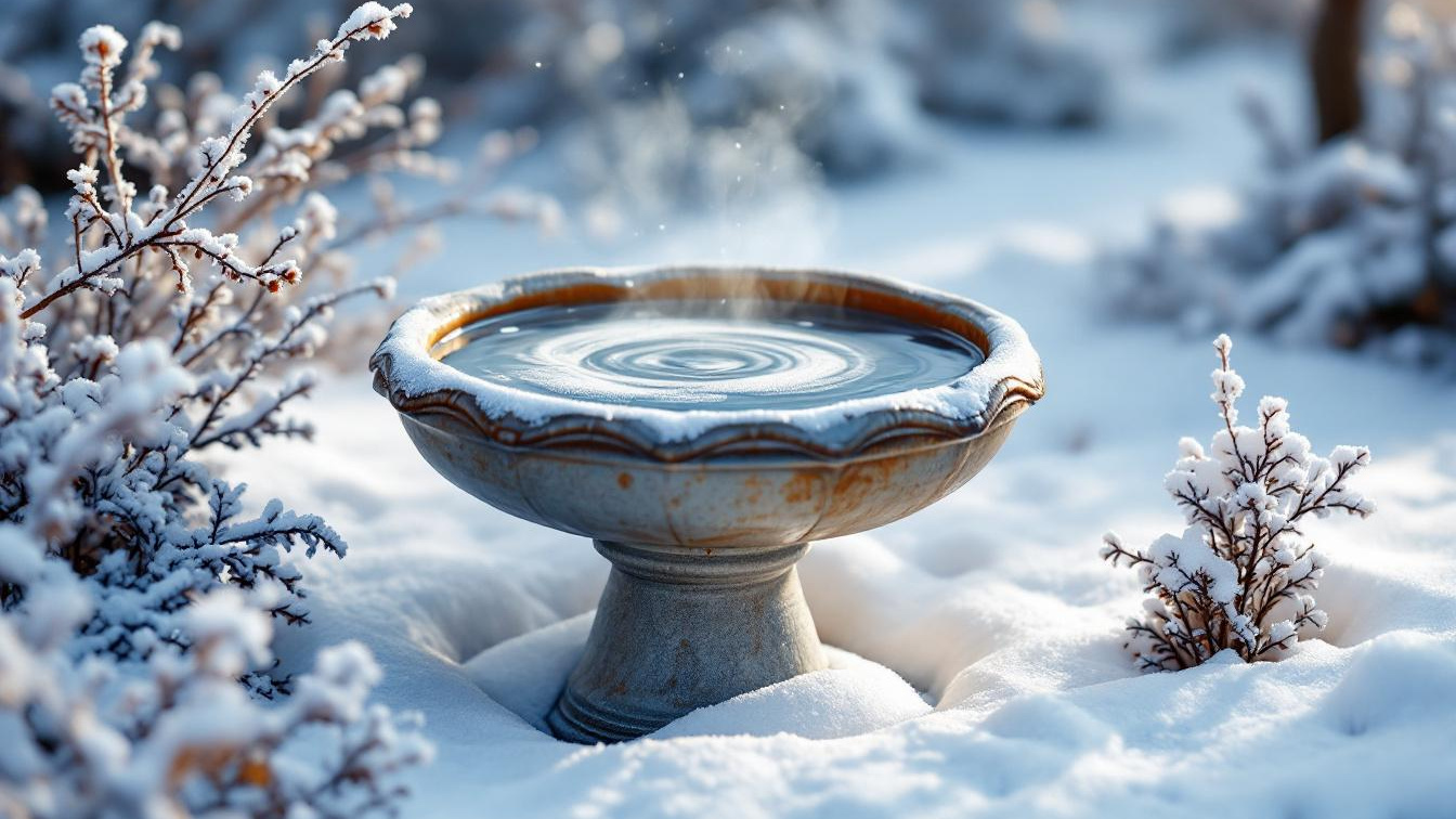 Warm water in je vogelbad gieten bij vriesweer kan vogels lokken op het verkeerde moment