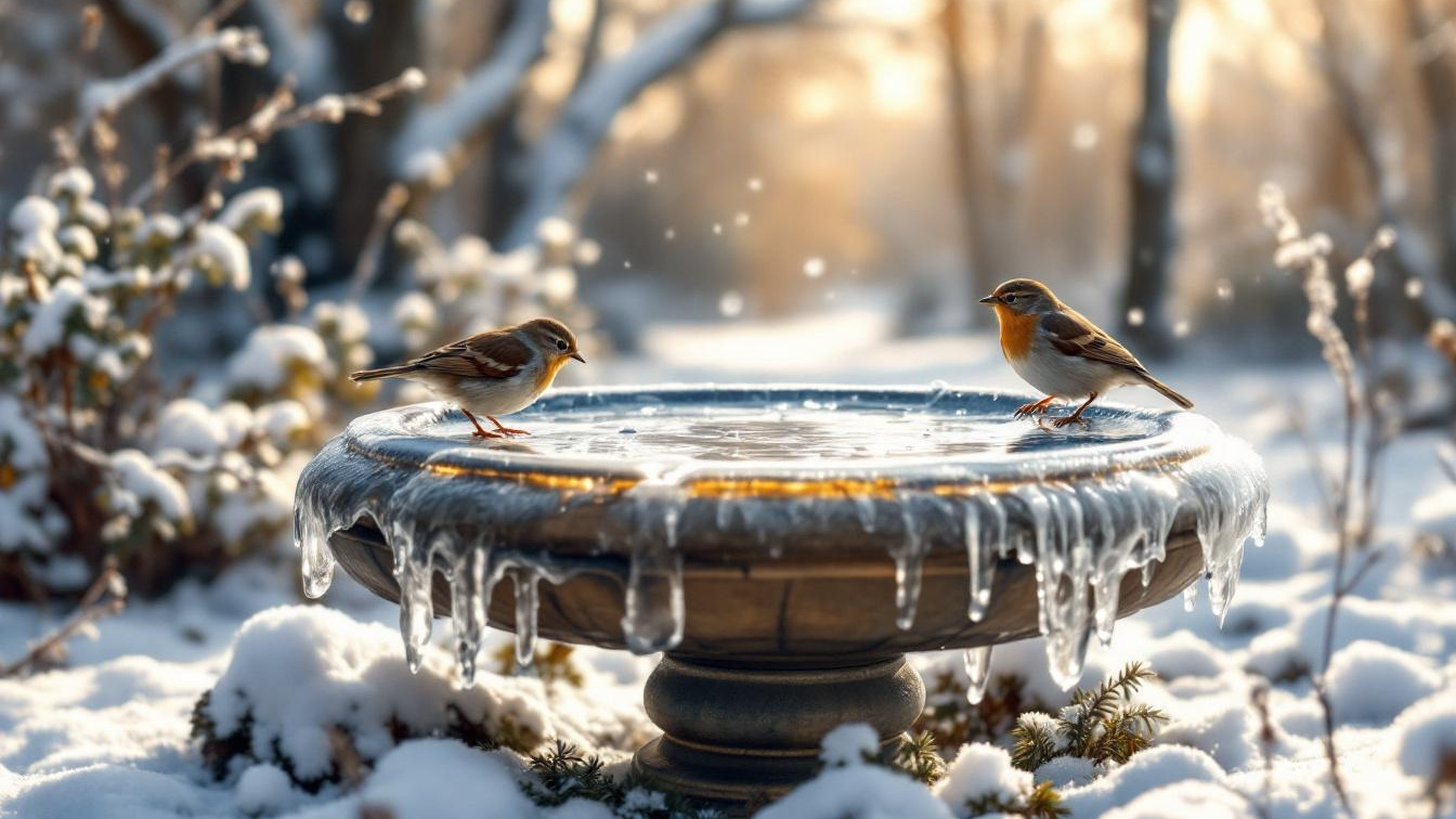 Water verversen in je vogelbad bij vriesweer kan vogels juist in gevaar brengen