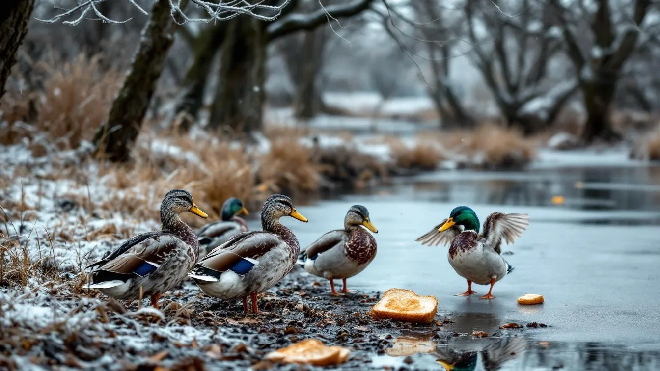 Oud brood aan eenden voeren veroorzaakt een dodelijke ziekte genaamd engelenvleugel